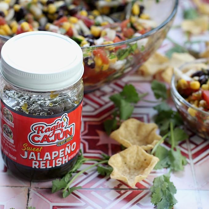 Jalapeño Variety Pack - Candied Jalapeño Slices 14 oz (2) + Sweet Jalapeño Relish 15 oz (2), Louisiana Condiments by Ragin' Cajun