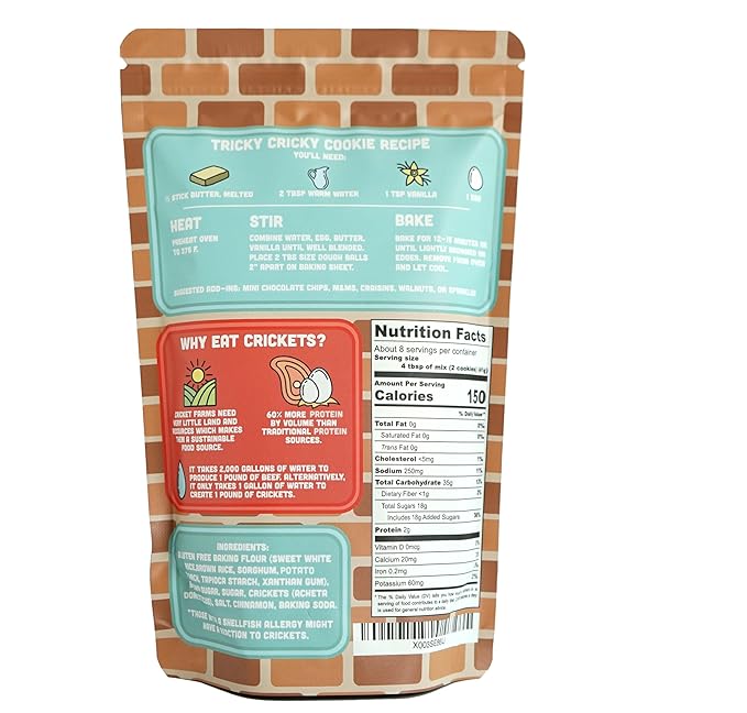 Tricky Cricky Cricket Protein Cookie Mix - USA Handmade Edible Cricket Flour Cookie Mix - Real USA Farmed Dried Crickets in Every Cookie - Edible Bugs Baked in for High Protein - 11 Ounce Bag