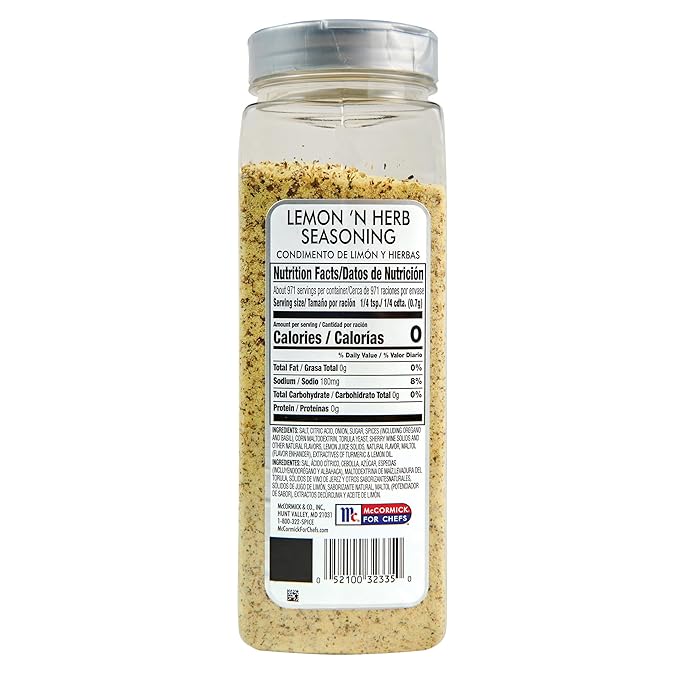 McCormick Culinary Lemon 'N Herb Seasoning, 24 oz - One 24 Ounce Container of Lemon Herb Seasoning with Citrus and Savory Flavors, Best with Vegetables, Seafood, Sauces and More