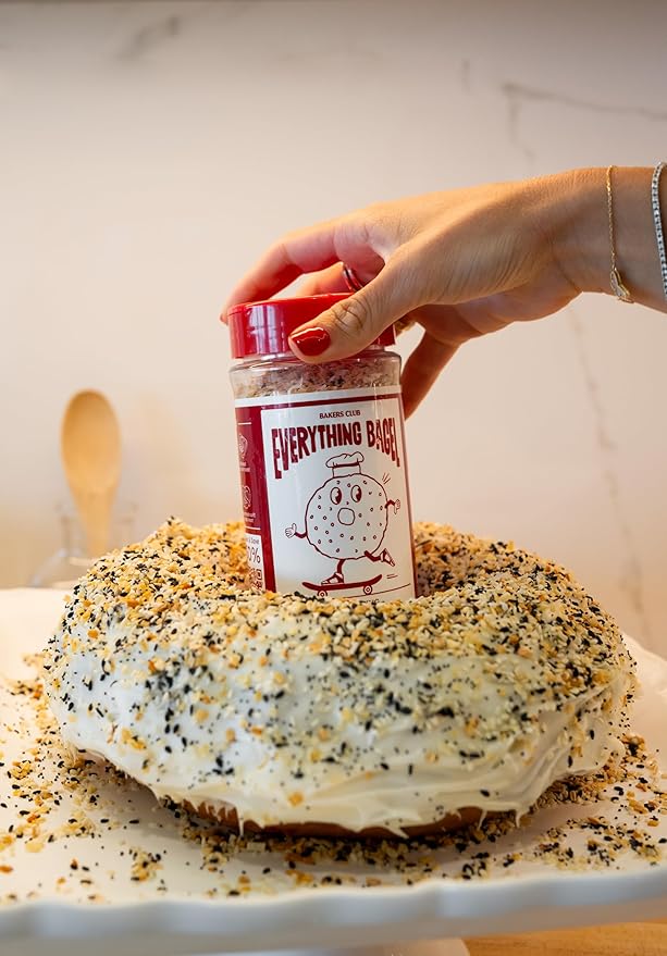 Bakers Club 8.5oz Everything Bagel Seasoning Blend - Authentic New York Style Spices for Bagels, Avocado Toast, Eggs, Pretzels, Popcorn, Hummus & More - Mix of Garlic, Onion, Sesame Seeds, Poppy, Salt