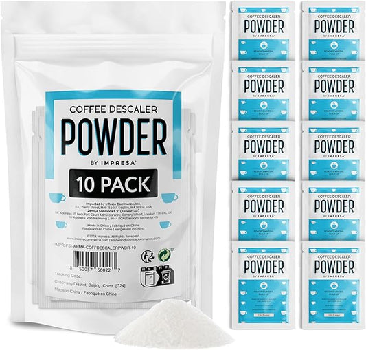 [10 Uses] Impresa Descaling Powder & Coffee Machine Cleaning Powder for Breville, for Keurig, for Nespresso, for Delonghi, for Ninja & More - Espresso Machine Descaler - Pot & Coffee Maker Cleaner
