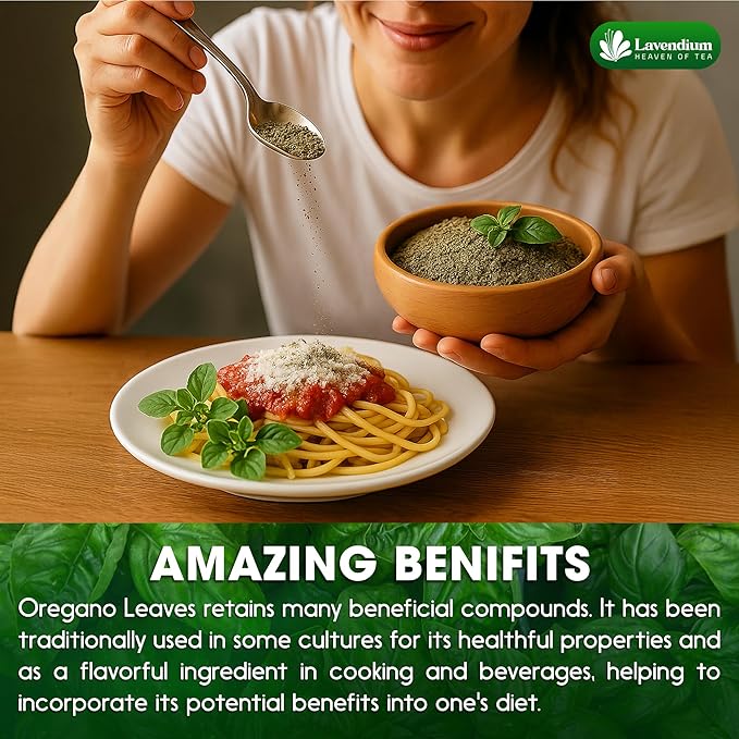 Lavendium, Premium 8 oz Dried Oregano Leaves ??100% Pure, Non-GMO, Gluten-Free, Vegan ??Aromatic Herb for Cooking, Seasoning, Sauces, and Pizza ??No Additives ??Resealable Bag