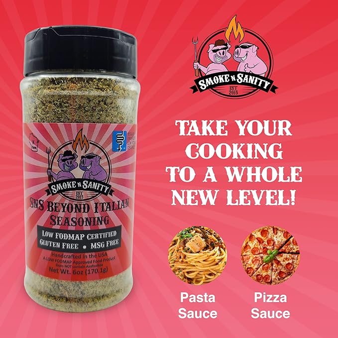 Smoke n Sanity SnS Beyond Italian Seasoning | Monash Certified Low FODMAP | Gluten Free | Certified Kosher | Dairy Free (6 oz Shaker)