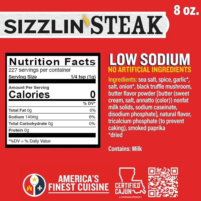 Ragin' Cajun Sizzlin' Steak Seasoning 8 oz (Pack of 1)