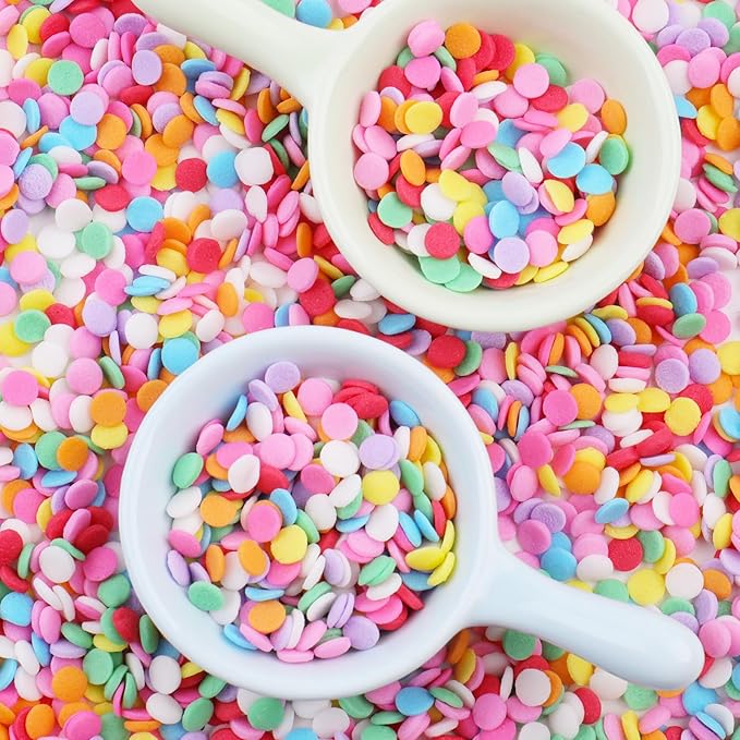 Rainbow Sprinkles Mix for Cake Decorating, Colored Confetti Round Chip Sprinkles for Cake Cupcake Cookies Baking Ice Cream