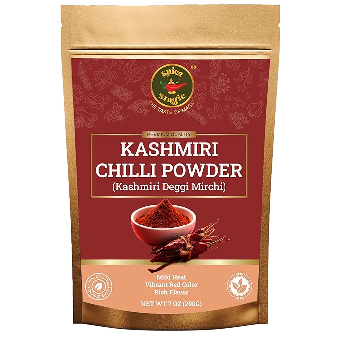 Spice Magic Kashmiri Chilli Powder ~ 7oz (200g) I 100% Pure, Aromatic & Natural I Low Heat I Non-GMO I Indian Origin - Red Pepper Powder
