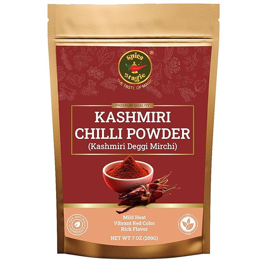 Spice Magic Kashmiri Chilli Powder ~ 7oz (200g) I 100% Pure, Aromatic & Natural I Low Heat I Non-GMO I Indian Origin - Red Pepper Powder