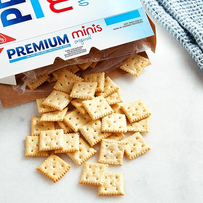 Premium Saltine Crackers Variety Pack, 2 Mini and 2 Soup & Oyster Crackers, Lunch Snacks, Bulk Snacks, 4 Packs