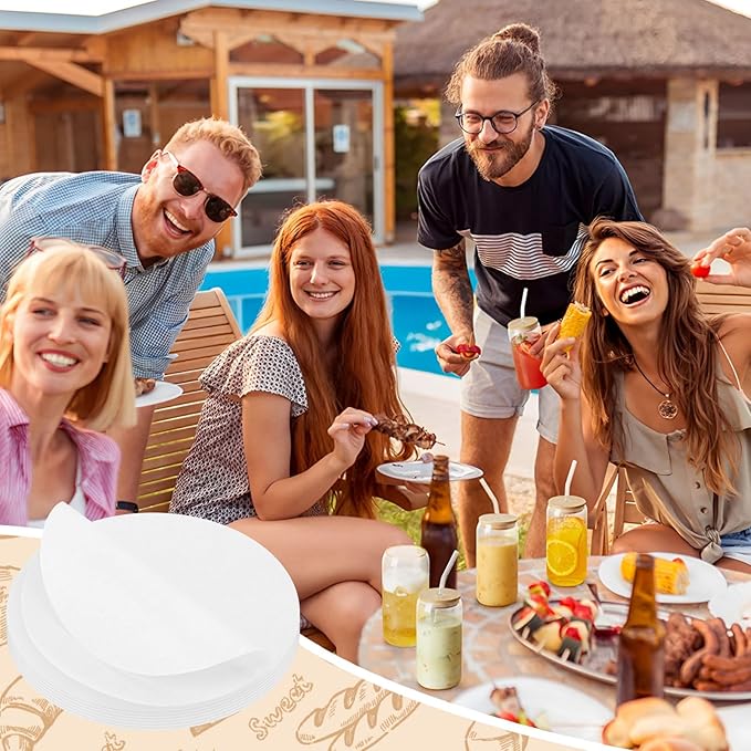 200Pcs Parchment Paper Rounds, Non Stick 6 Inch and 10 Inch Round Parchment Paper for Baking, Heat Resistant Burger Parchment Paper Sheets for Cake Pans, Tortilla Press, Quesadilla Maker