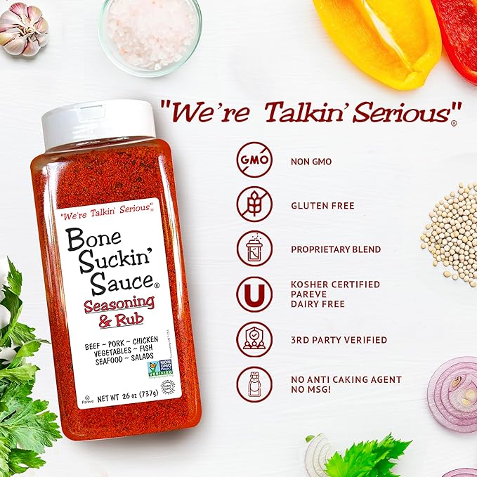 Bone Suckin' Sauce Bulk Seasoning & Rub - Brown Sugar, Garlic, Onion, Spices - Non-GMO, Gluten-Free, Fat-Free, Kosher, Pareve, No MSG (1 Pack, Original)