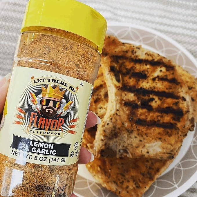 Lemon Garlic Seasoning Mix, 2 Bottles by Flavor God - Premium All Natural & Healthy Spice Blend for Chicken, Seafood & Vegetables - Kosher, Low Sodium, Gluten-Free, Vegan & Keto Friendly
