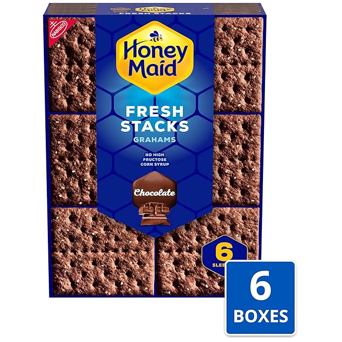 HONEY MAID Fresh Stacks Chocolate Graham Crackers, Bulk Travel Snacks, 6 Boxes (36 Multi Snack Packs)