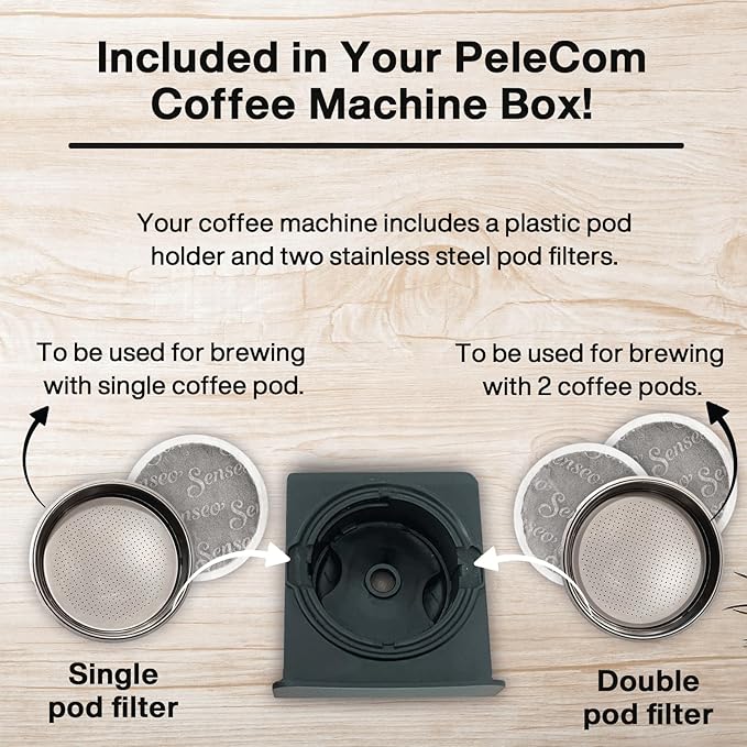 PeleCafe Coffee Machine – Compatible with Senseo Pods – Fast Brewing Single-Serve Coffee Maker with Rich Flavor Extraction, Crema Layer, Space-Saving Sleek Design, Barista-Quality Taste