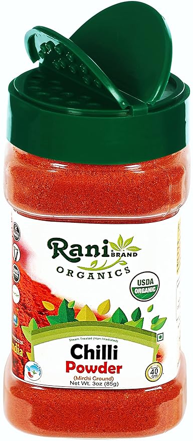 Rani Organic Chilli Powder (Mirchi Ground) 3oz (85g) PET Jar ~ All Natural | Vegan | Gluten Friendly | NON-GMO | Indian Origin | USDA Certified Organic
