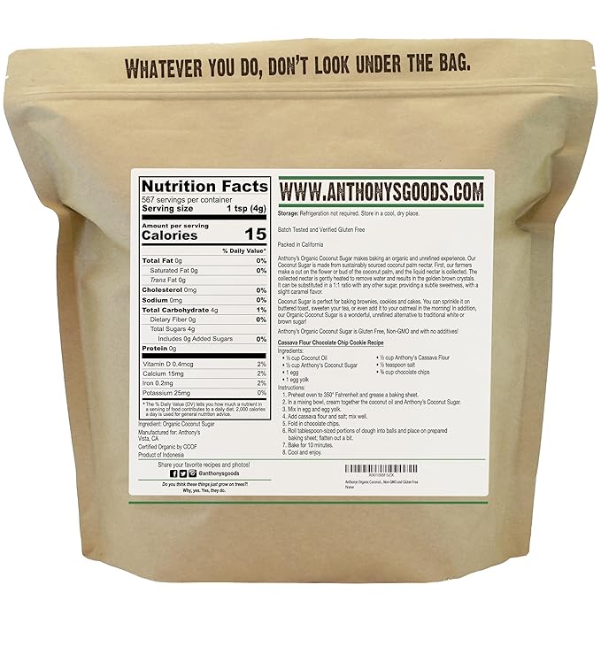 Anthonys Organic Coconut Sugar 5lbs, Non-GMO and Gluten Free