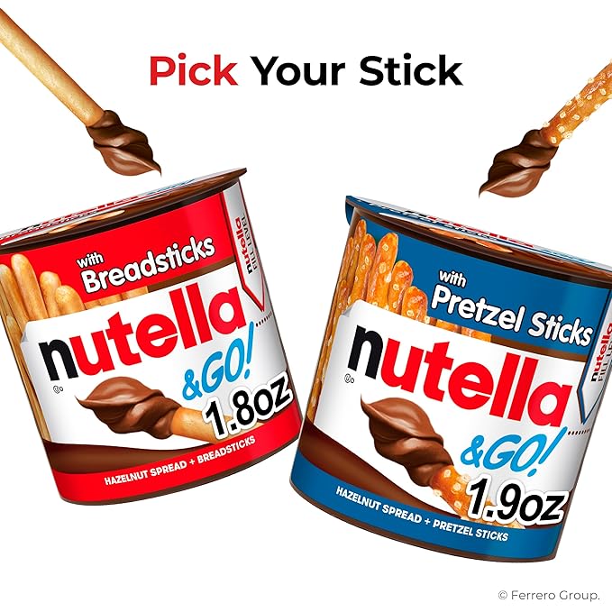 Nutella & GO! 4 Pack, Hazelnut and Cocoa Spread with Breadsticks, Snack Cups, 1.9 oz Each