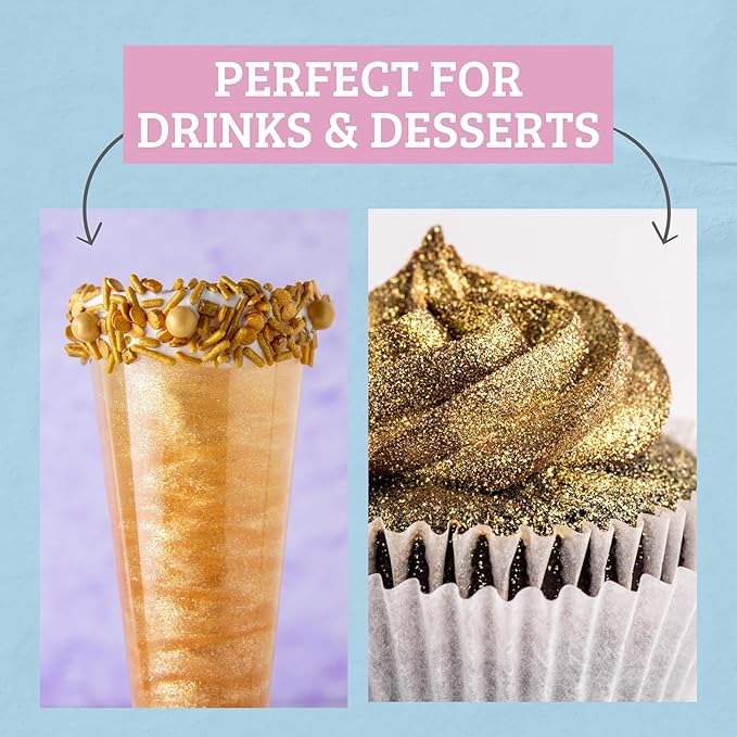 Sweets Indeed Edible Glitter, Perfect for Drinks, Cocktails, Beverages & Cake Decorating, Dessert Cake Topper, 4 grams (Gold 4g)