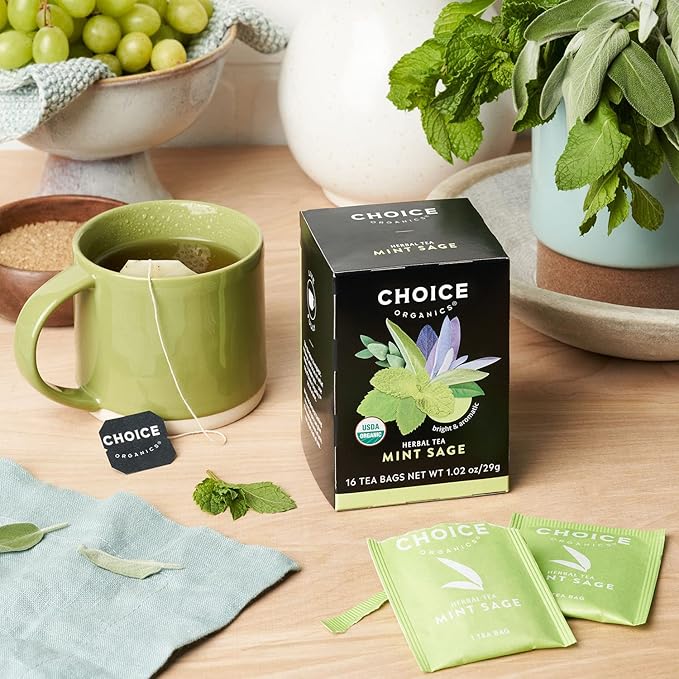 Choice Organic Teas - Mint Tea Variety Pack Sampler - Includes Peppermint, Mint Sage, and Cocoa Mint Puerh Organic Teas - 48 Tea Bags (Pack of 3)