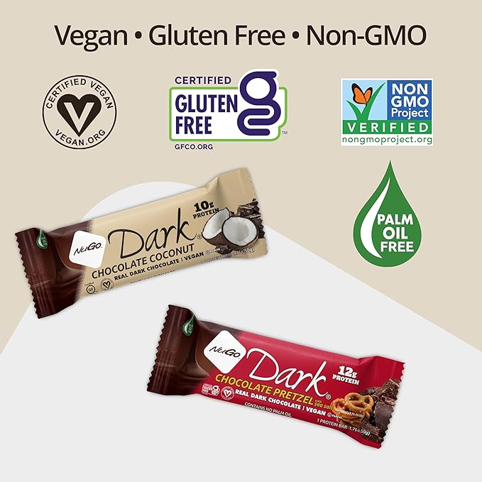 NuGo Dark Chocolate Coconut Box, 1.76 OZ (Pack of 12)