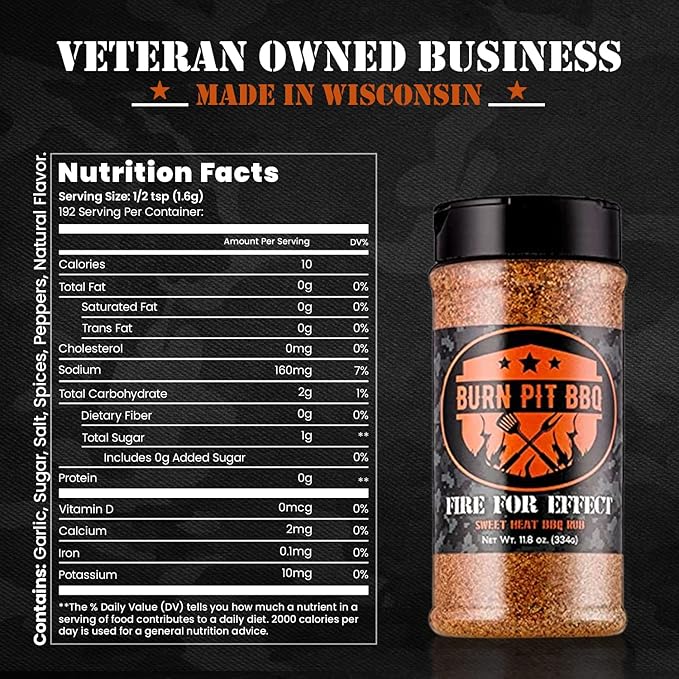 Burn Pit BBQ Seasoning – Fire for Effect Barbecue Seasoning – Sweet Heat Hot BBQ Rub – Natural and No Artificial Ingredients – Fresh and Delicious Meat Rub and Spices for Pork, Chicken, Beef