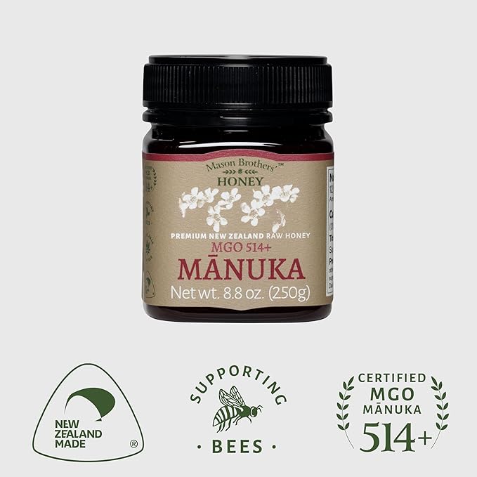 Mason Brothers’ Raw Manuka Honey MGO 514+ | New Zealand Honey, MGO Certified / 8.8oz