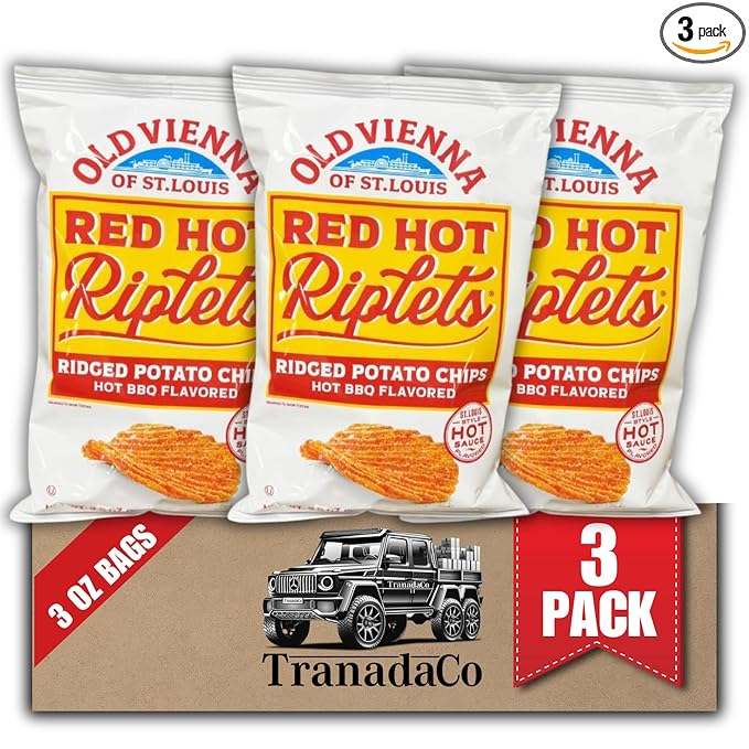 Old Vienna of St. Louis Red Hot Riplets Hot BBQ Chips 3oz Bags (Pack of 3) by TranadaCo
