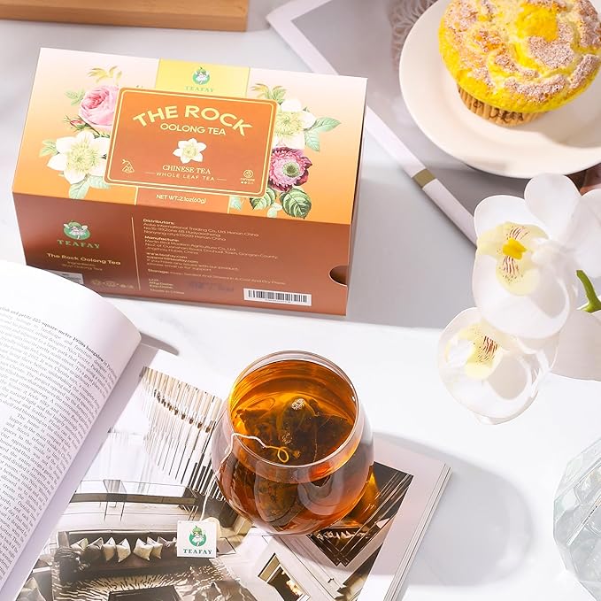 TEAFAY Wuyi Rock Oolong Tea ??20 Count (40 Cups), 100% Natural, Handpicked, Whole Leaf Pyramid Tea Bags, Individually Wrapped, Roasted Flavor, Caffeinated