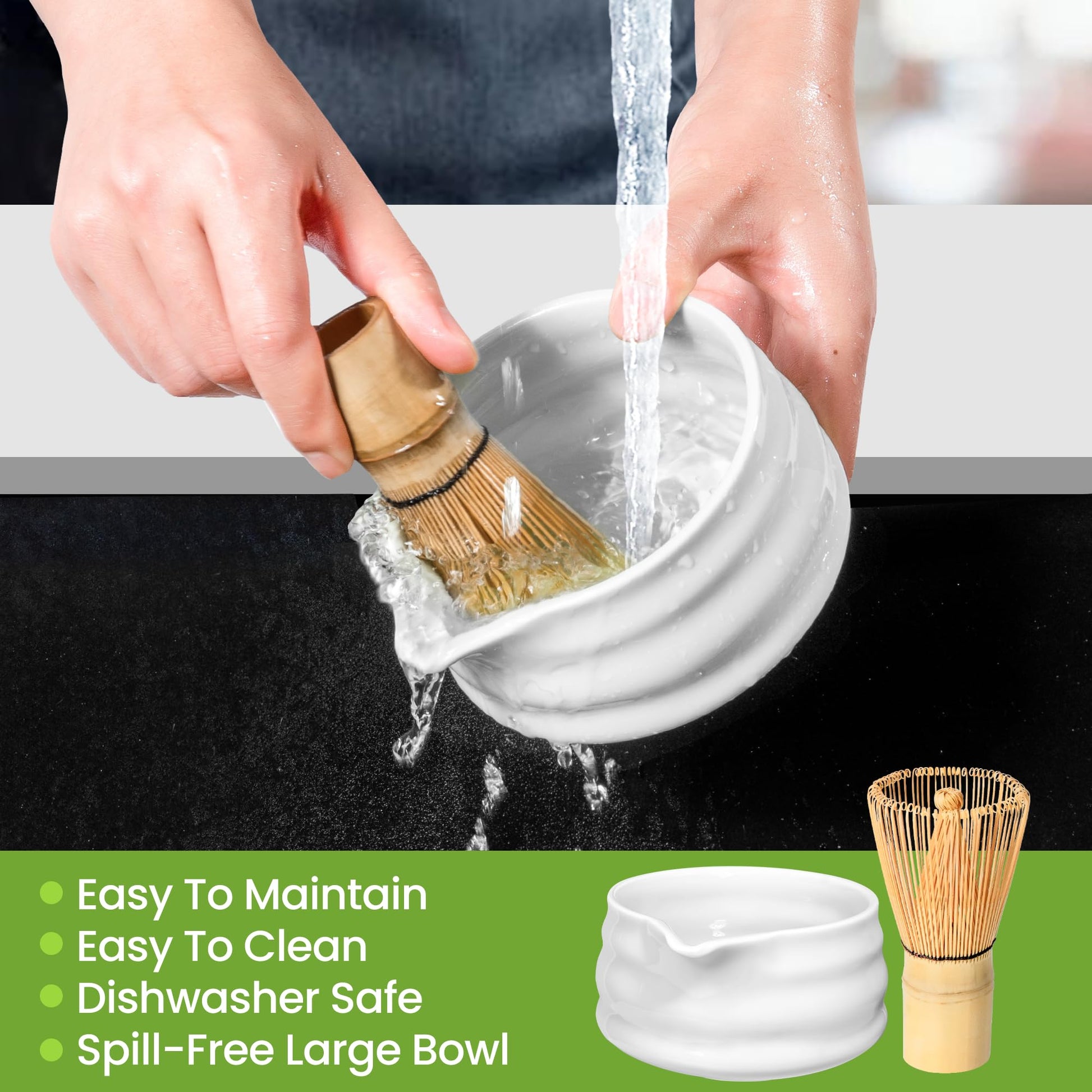 Matcha Whisk Set and Bowl, Matcha Making Kit Whisk, Bowl With Spout, Powder Starter Sifter, Ceramic