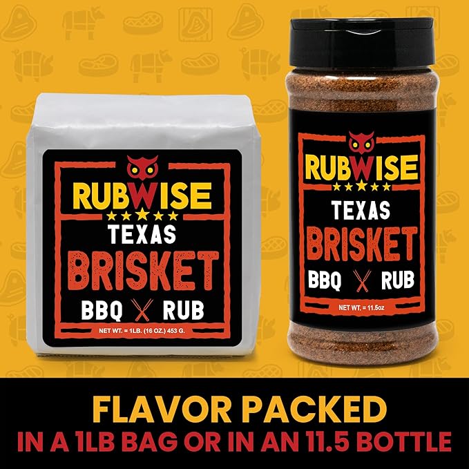 RubWise Texas Style BBQ Brisket Rub | Barbecue Rubs and Spices for Smoking and Grilling | Beef Seasoning Dry Mix Grill Blend | Smoky & Savory Flavor | Great on Steaks, Ribs & Burgers | 11.5oz
