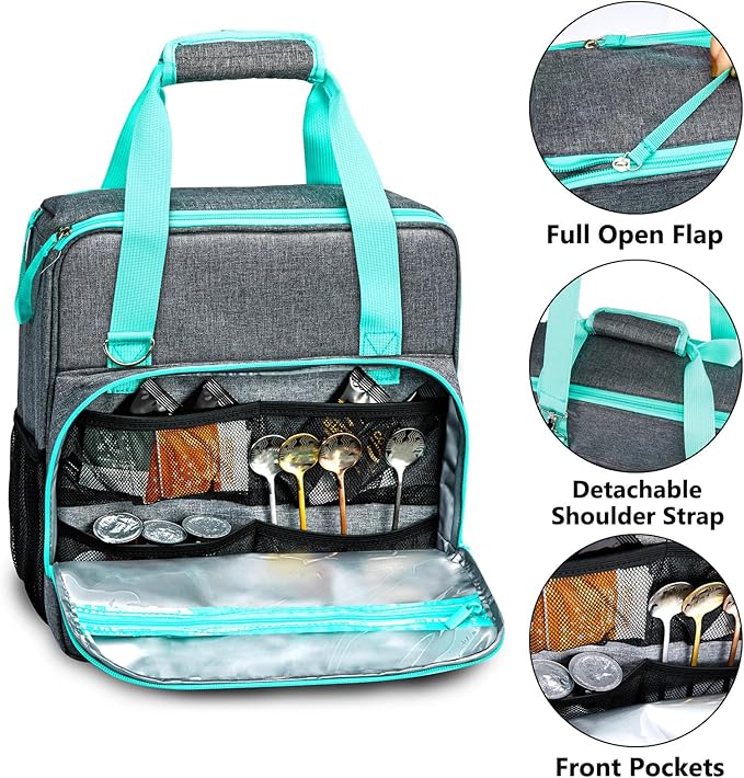 BAGSPRITE Travel Coffee Maker Bag for Keurig K-Slim, Single Serve Coffee Brewer Carrying Case, Portable Travel Coffee Maker Storage Case with Pockets for K-Cup Pods (Full Open Design Patent Pending)
