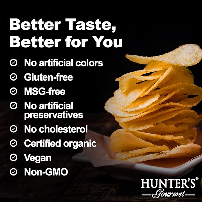 Hunter's Gourmet Premium Cholesterol Free Chips | Naturally Gluten-Free | No Artificial Colors or Preservatives | Made in a Nut-Free Facility | Smoked Salt | Hand-Cooked Snacks | Pack of 4 | 150g