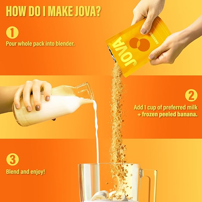 JOVA Peanut Butter Shake | Whole Food Nutrition in 1 Minute | 20g Protein, Omega-3, 2g Sugar | Breakfast, Snack or Anytime | High Fiber, Gluten-Free, Non-GMO | 12-Pack