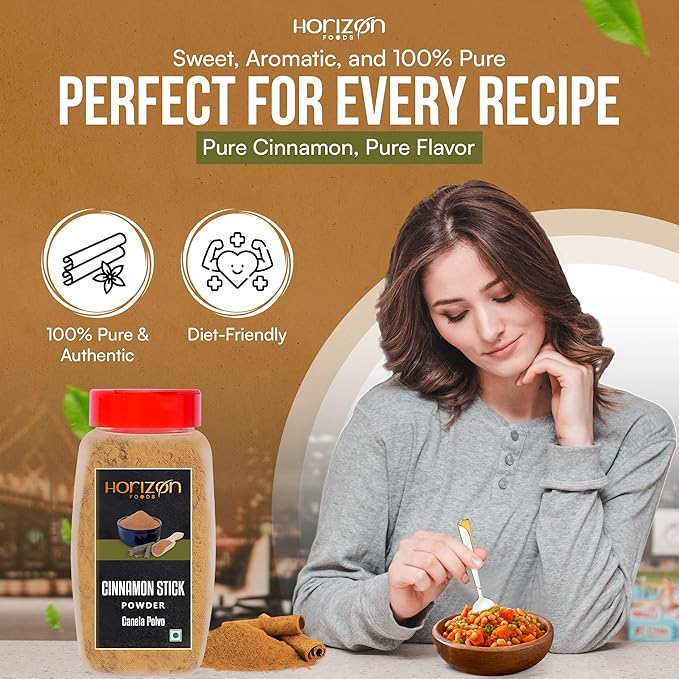 Horizon Foods Premium Red Chili Powder - 200g Indian Spice Blend for Tikka Masala Sauce, Mexican Oregano & Mixed Vegetables. Perfect Seasoning with Guajillo Chiles & Ancho Chili Flakes in Your Indian Spice Box (200g, Ground Cinnamon Powder)