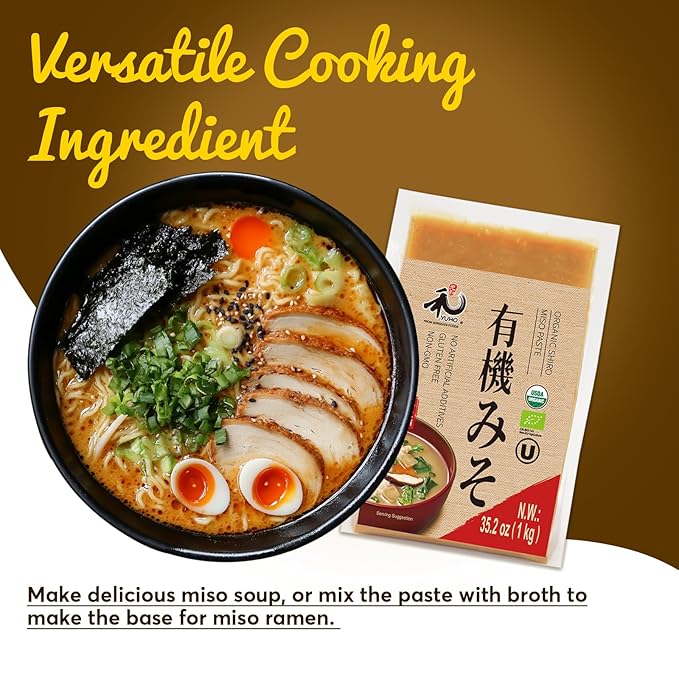 YUHO Organic Miso Paste 2.2lbs Kosher Gluten-Free No Preservatives No MSG USDA EU Organic 35.2Oz