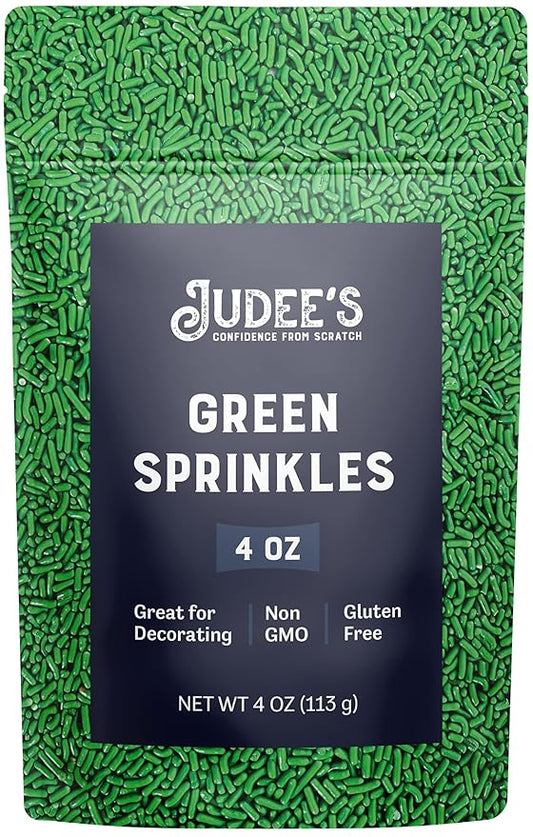 Judee's Green Sprinkles for Cake Decorating - 4 oz - Gluten-Free and Nut-Free - Brighten Up Your Baked Goods - Green Sprinkles for Baking Cookies, Cake Decoration, Dessert & Ice Cream Toppings