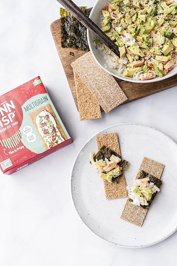 Finn Crisps Multigrain Crispbread 6.1oz | Thin, Crispy Multigrain Flatbread Crackers | Authentic Finnish Sourdough Crispbread | Multigrain Crackers by Finn Crisp [6.1oz/175gr Box]