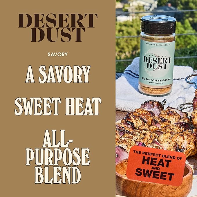 Desert Dust Savory Seasoning ??Organic Date Sugar Blend with Cumin, Paprika & Chili | Perfect Savory Spice for Chicken, Fish, Veggies & More | Low-Glycemic, Gluten-Free, No Brown Sugar (5oz)