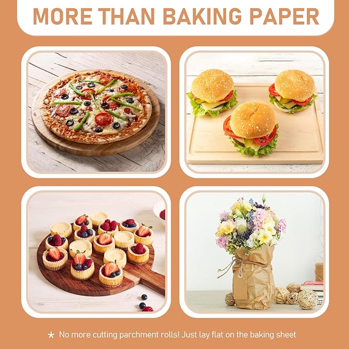 200 Pcs Large Parchment Paper Sheets for Baking, 13 x 18 Inch Brown Unbleached Precut Nonstick Parchment Baking Sheets Heavy Duty for Cookies Steaming Grilling Cooking Air Fryer Oven Pan
