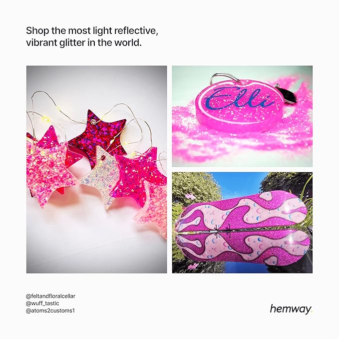 Hemway Premium Glitter Shaker - Fluorescent Pink | 130g Fine Metallic Flake Sequins for Resin & Epoxy Crafts | Craft Supplies for Tumblers, Festival, Art
