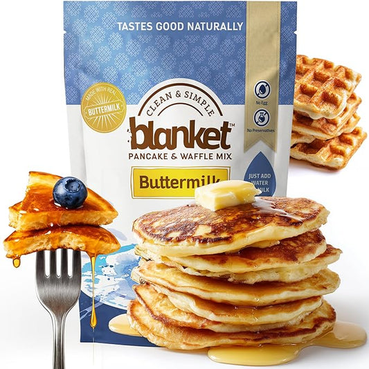 Blanket Pancakes and Waffle Mix ??Buttermilk Flavored ??Just Add Water, No Preservatives ??Clean Breakfast Staple with Homestyle Taste ??Non-GMO, Comfort Food Classic ??16 oz (1 Pack)