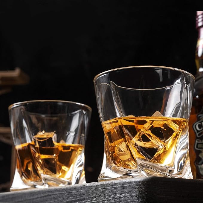 KANARS Crystal Whiskey Glass - Set of 6 Rocks Glasses 10 Oz in Luxury Box - Lowball Bar Tumblers for Scotch Cocktail Irish Whisky Cognac Rum - Gifts for Men Dad - Ultra Clear