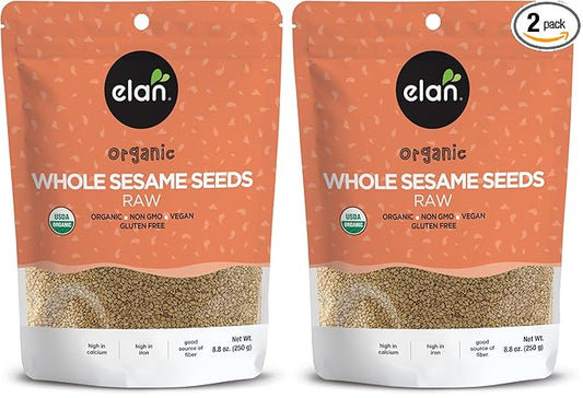 Elan Organic Sesame Seeds, Non-GMO, Vegan, Gluten-Free, 8.8 oz (Pack of 2)