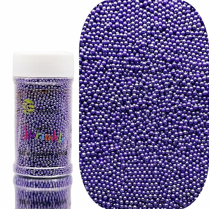 SE Si&Moos Nonpareil Sprinkles, 2mm Purple Mini Edible Pearls Purple Sprinkles for Cake Decorating Lavender Nonpareils Halloween Cookie Decorations Wedding Shower Party Christmas Holiday Supplies 3.5 OZ