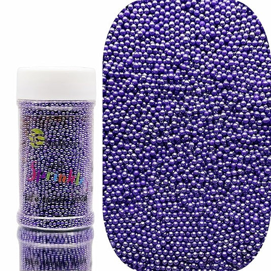SE Si&Moos Nonpareil Sprinkles, 2mm Purple Mini Edible Pearls Purple Sprinkles for Cake Decorating Lavender Nonpareils Halloween Cookie Decorations Wedding Shower Party Christmas Holiday Supplies 3.5 OZ