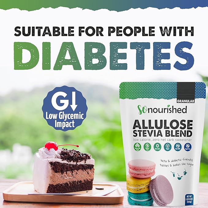 So Nourished Stevia with Allulose Sweetener Granular - 1:1 Sugar Substitute, Keto - 0 Calorie, 0 Net Carb, Non-GMO (3 lb / 48 oz)