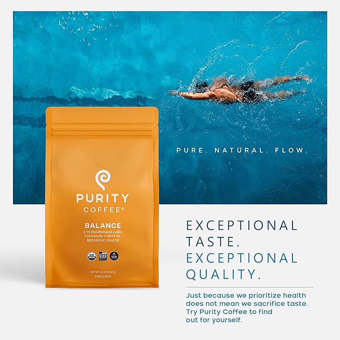 Purity Coffee BALANCE 2/3 Decaf Medium Roast Coffee Single-Serve K Pods (12ct Cups) - Specialty-Grade Mountain Water Processed Decaf + Regular Arabica Blend- USDA Certified Organic Decaffeinated - Third Party Tested for Mold, Mycotoxins, Pesticide Residue
