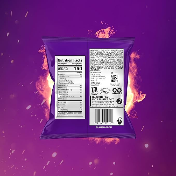 Takis Blue Heat 40 pc / 1 oz Multipack - Intense Hot Chili Pepper Flavored Extreme Spicy Rolled Tortilla Chips - Individual Bags, Perfect for Tailgates, Parties, Lunchboxes or Lunches