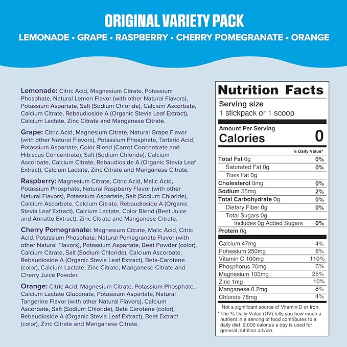 Ultima Replenisher Daily Electrolyte Powder Drink Mix ??Sugar Free ??Original Variety, 20 Stickpacks ??Hydration Packets with 6 Electrolytes and Minerals ??Keto Friendly, Vegan, Non-GMO