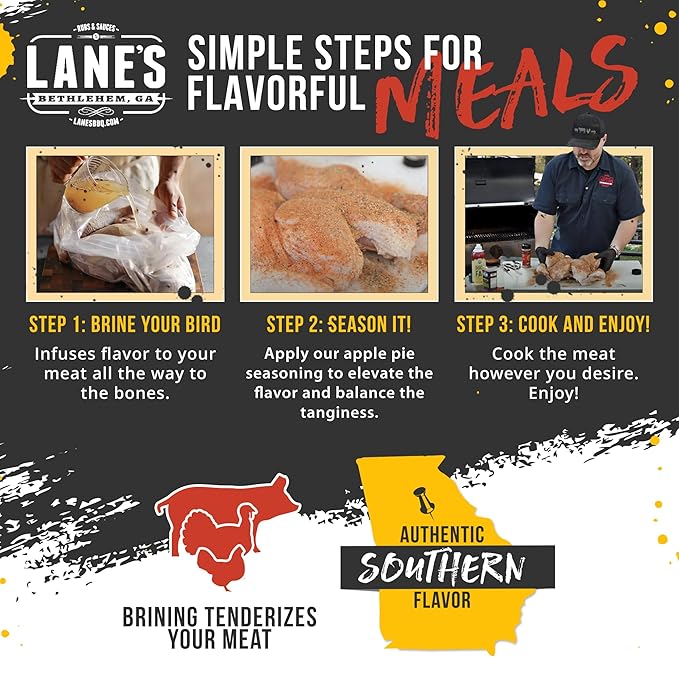 Lane's Apple Pie BBQ Rub & Sweet Tea Brine Kit, Pork Rub Seasoning for Smoking & Grilling Steak, Chicken, Wings, Ribs, Ham, and Pork Chop Seasoning for a Sweet and Savory Southern Barbecue Flavor