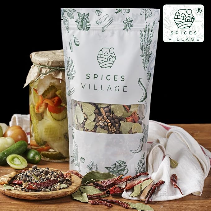 SPICES VILLAGE Pickling Spices for Corned Beef, Pickling Spices Mix for Pickles and Canning, 6.5oz, Pickling Seasoning Blend Kit - Kosher, Gluten Free, Non GMO, Resealable Bulk Bag